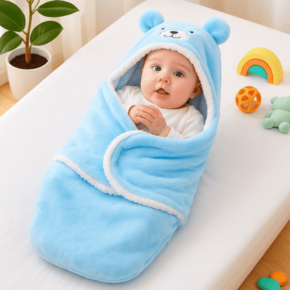 bebe en securite dans le nid d ange lapin bleu