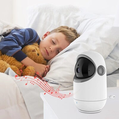 Bébé endormi avec doudou dans bras sous surveillance caméra surveillance bébé vision nocturne 5m