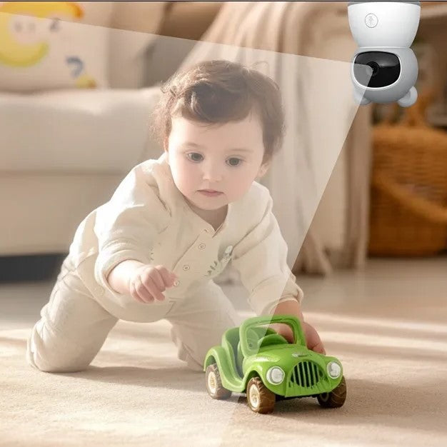 Bébé jouant sous surveillance caméra bébé sans wifi vision 360 avec vision nocturne automatique activée