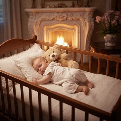 Bébé profondément endormi protégé par son ours en peluche Ultra Doux