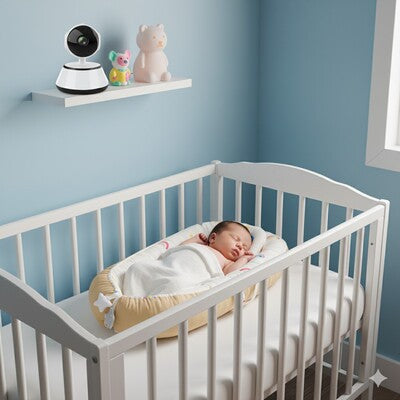 Bébé sereinement endormi dans nid d'ange bébé cocon 4 saisons posé dans son berceau