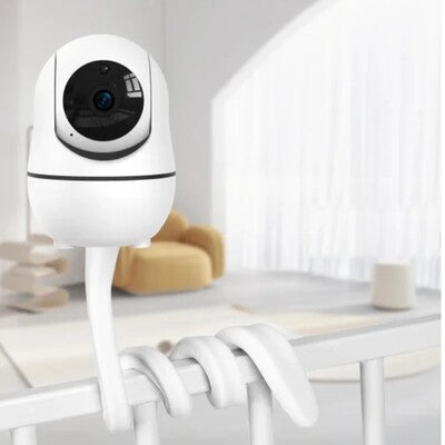 Caméra surveillance bébé vision plus 5 pouces installée sur le lit bébé pour surveillance totale jour et nuit