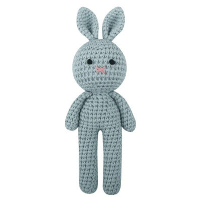 Doudou lapin câlin apaisant variante gris-bleu
