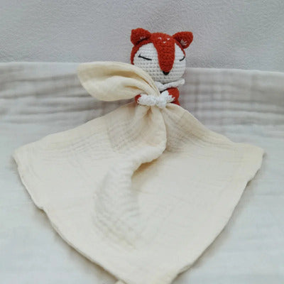 Doudou renard Coton Bio apaisant variante creme