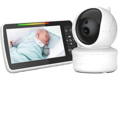 Gros plan sur moniteur image bébé endormi prise par caméra surveillance bébé vision plus 5 pouces