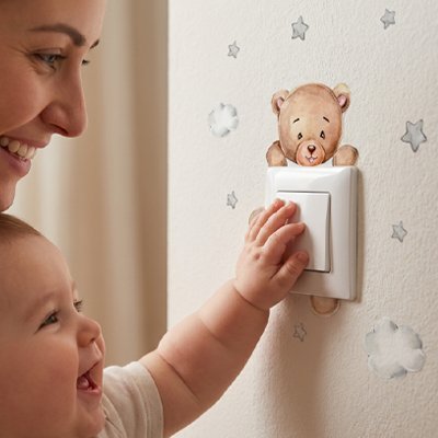 Maman et bébé heureux autour décoration stickers muraux enfant pose sans tracas