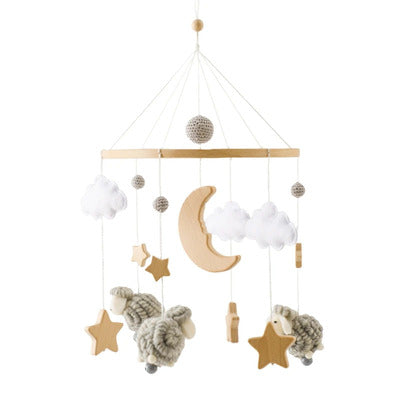 Mobile bébé design apaisant variante mouton gris