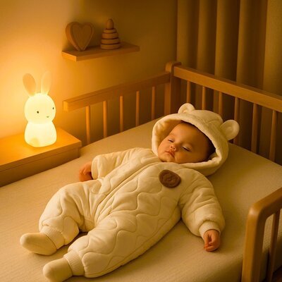bebe vetu de son nid d ange hiverchouet et paisiblement endormi