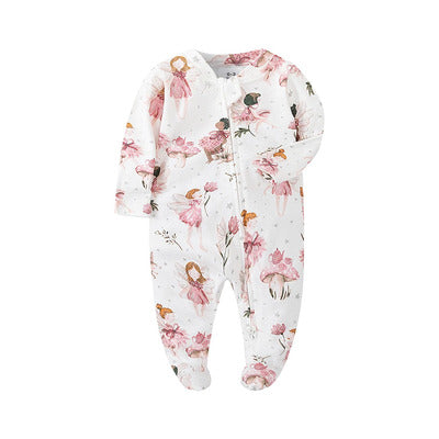Pyjama bébé ultra-doux Coton Bio motif fées roses et fleurs