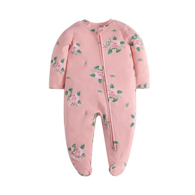 Pyjama bébé ultra-doux Coton Bio motif roses vertes et roses