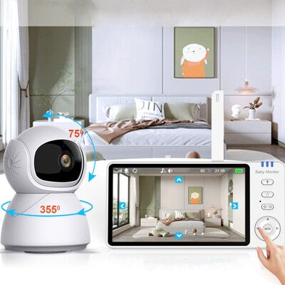 Représentation rotation intégralle caméra bébé intelligente pour couverture totale espace